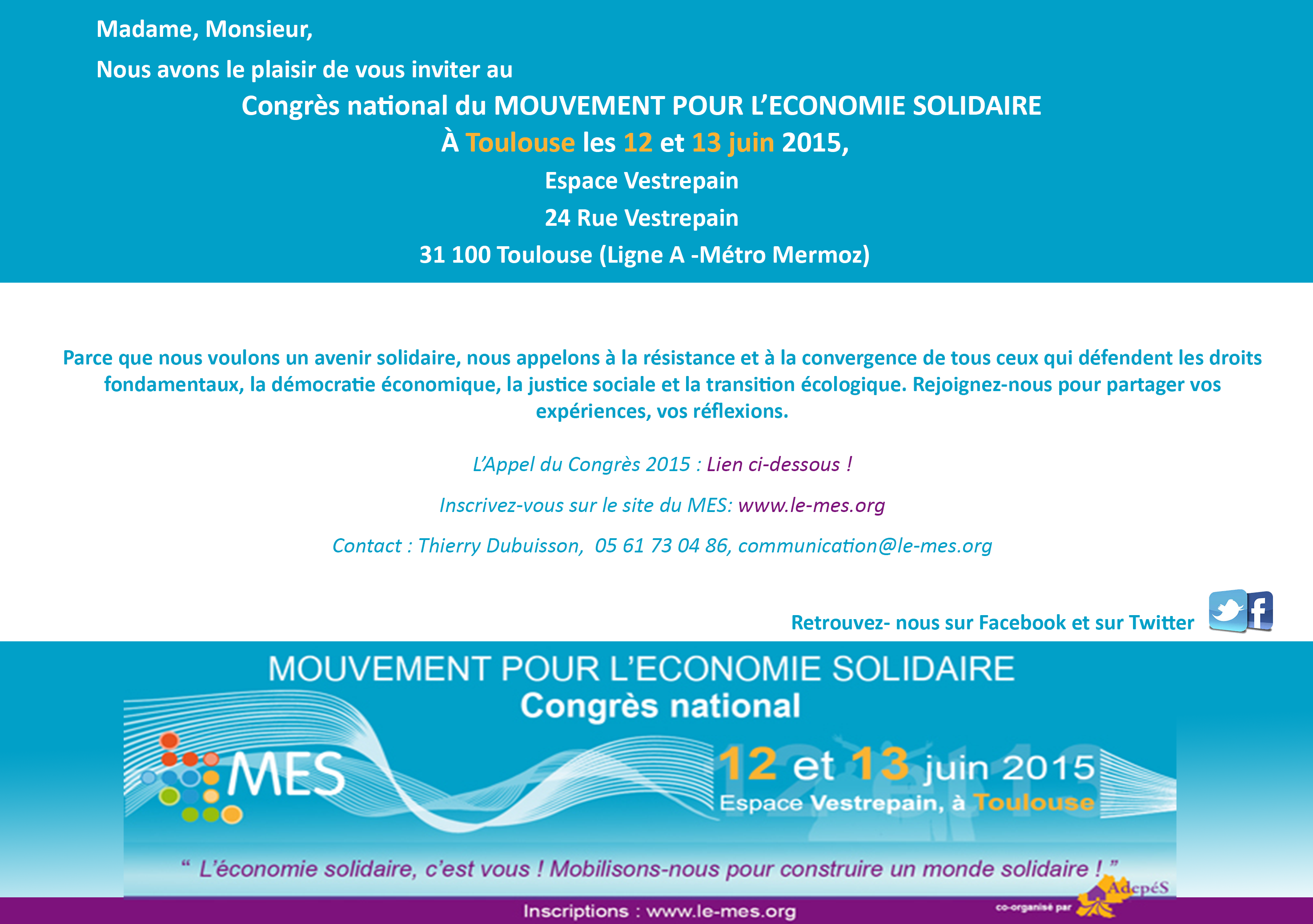 12 et 13 juin, Congrès national du MES