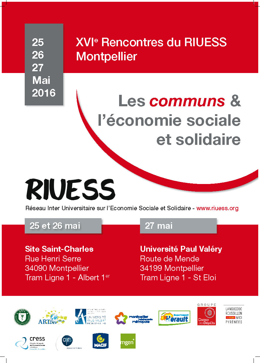 Les communs et l&rsquo;ESS. Le colloque 2016 du RIUESS